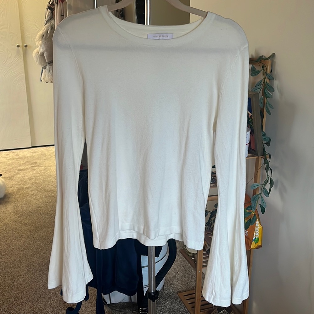 Olivaceous women’s size large cream bell sleeve sweater